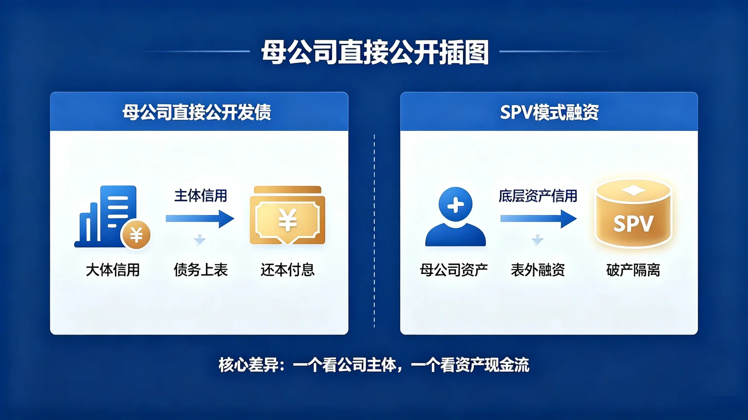 SPV与公开发债两种融资模式示意